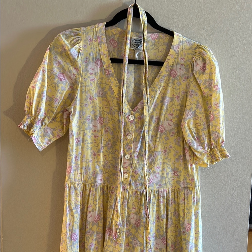 Vintage Laura Ashley Yellow Floral Dress